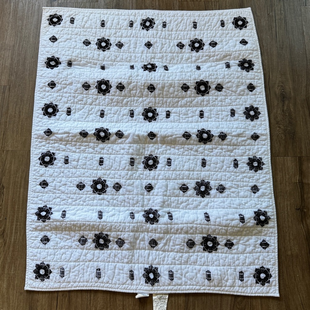 Nate Berkus for baby target black and white embroidered quilt
